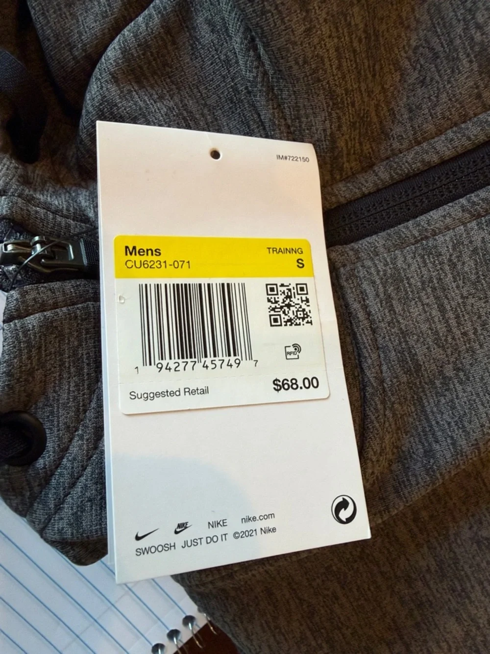 Nike Men's Dark Gray Full-Zip Hooded Performance Jacket size small